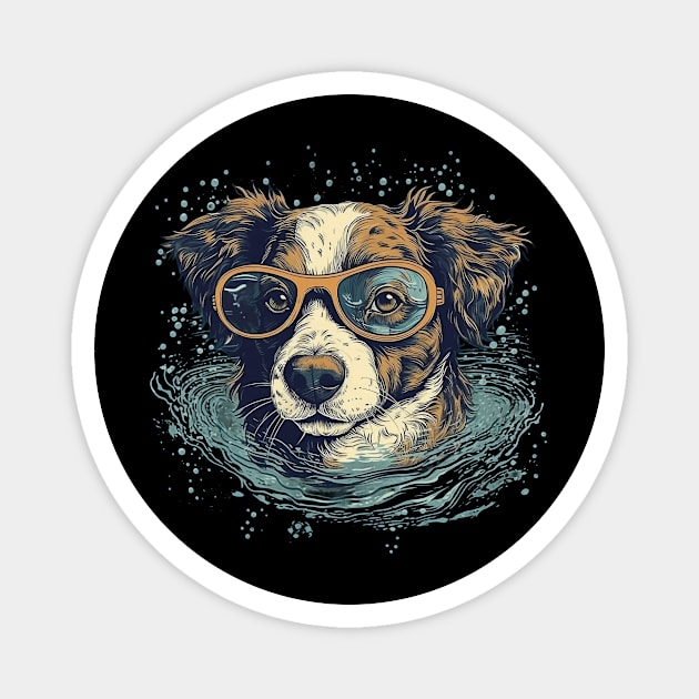 Swimming dog Magnet by GreenMary Design